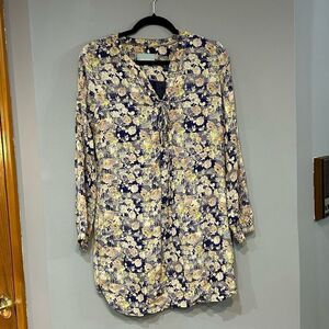 Skies are Blue floral spring print tunic shirt dress size S